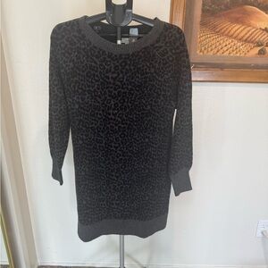 Black Leopard Print Sweater dress
